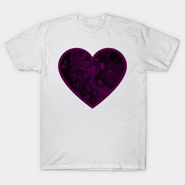 Purple/Black Paint Pour Heart T-Shirt by Designs_by_KC